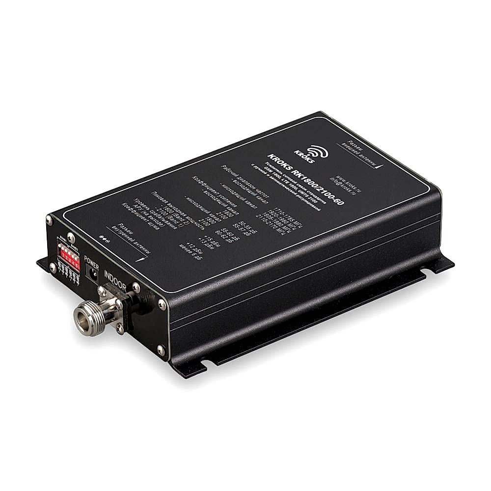 Двухдиапазонный репитер GSM1800 и 3G сигнала 60 дБ KROKS RK1800/2100-60